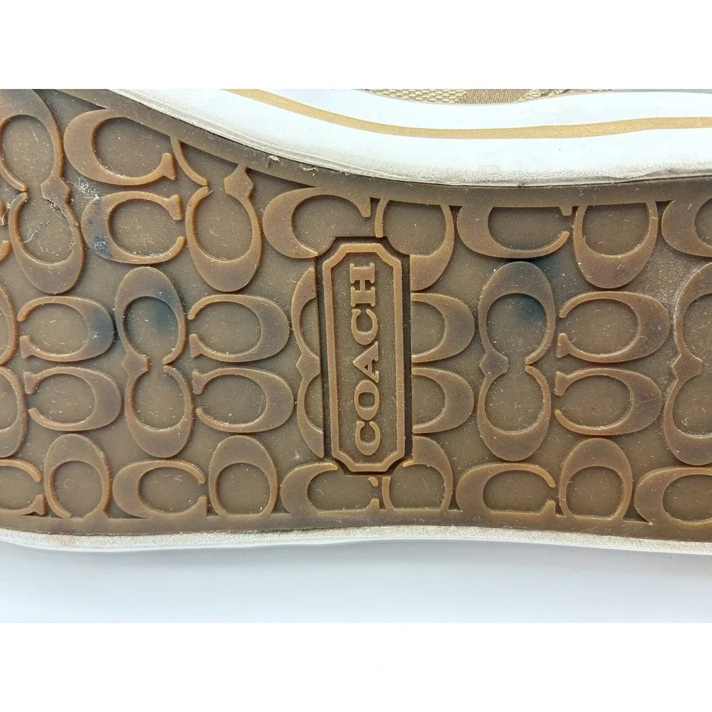 Coach F00793J1 Metallic Gold Signature Canvas Sneakers Women's 9B – Authentic